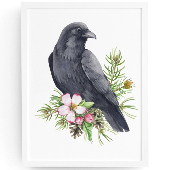 Other - Raven Crow Bird Wall Art Watercolor Illustration Print Poster Card Unframed
